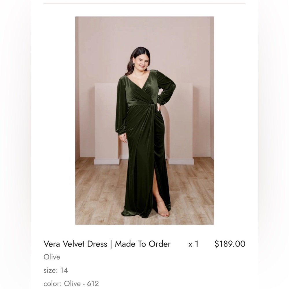 Reverly Vera Velvet Dress | color Olive | size 14